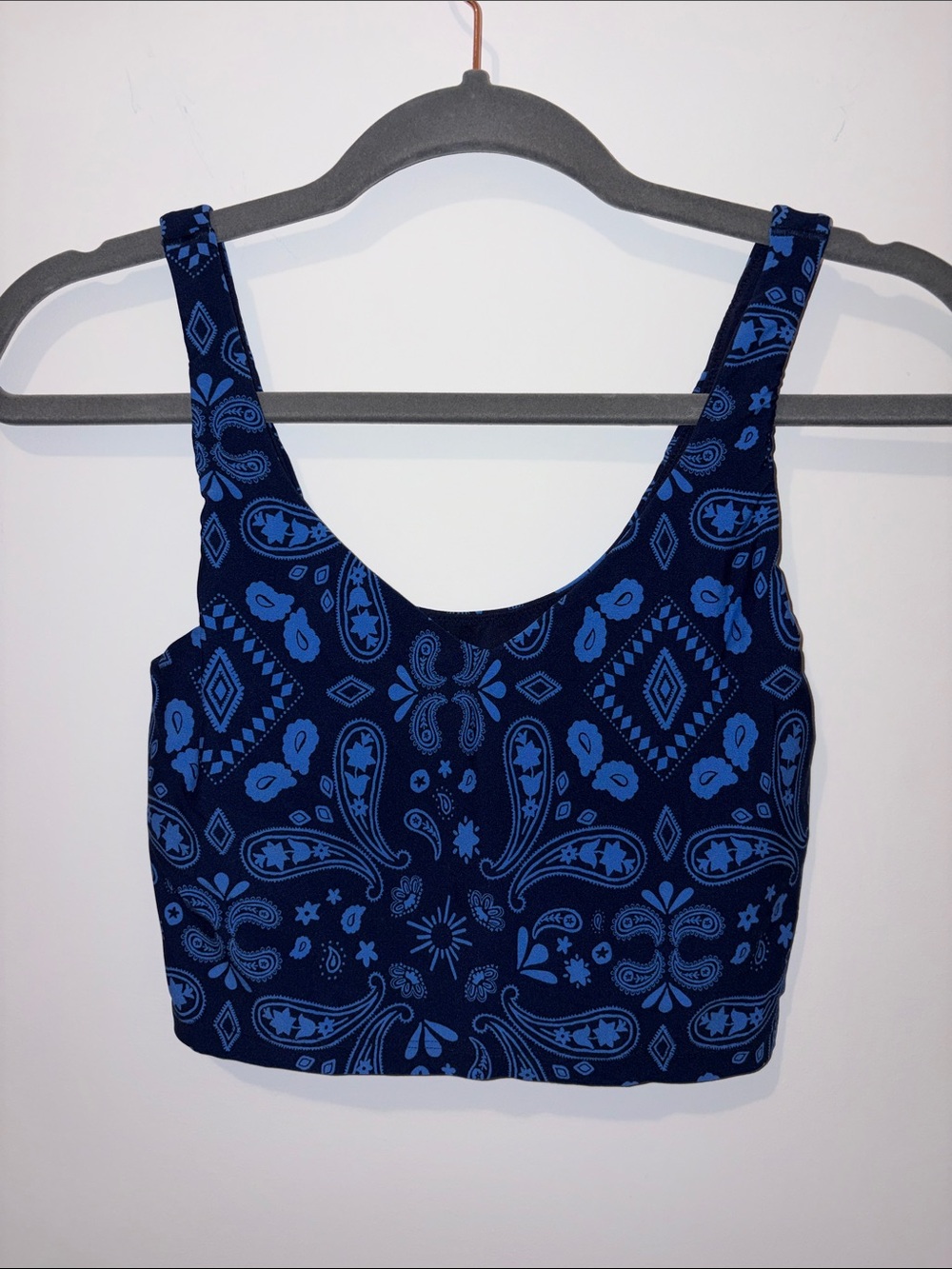 Aerie Paisley Longline Crop with Shelf Bra